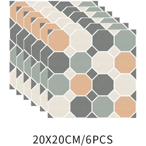 6 Pieces Curry Green Floor Tiles (20 x 20 cm) - Self Adhesive Tiles for Kitchen, Living Room, Bathroom and Home Decor. PVC Stickers