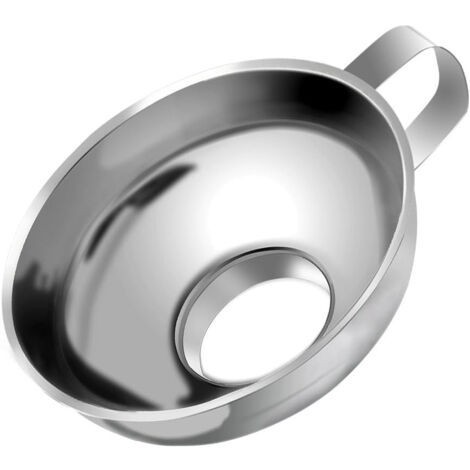 Stainless Steel Jam Funnel Large Diameter Wide Fluted Funnel with Handle for Wide Jar Jars Liquid Transfer, Liquid, Dry Ingredients and Powder, Silver (1/5)
