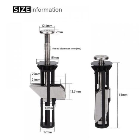 2-piece universal toilet seat screw replacement set, heavy-duty stainless steel toilet seat hinge screws with metal washers in two sizes. Spare parts