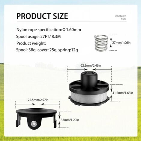 4 Pack Replacement Line Spools for Makita 18V DUR181Z/DUR181RF/DUR181 Grass Trimmer, for Makita 196146-9, Spool Cover 195858-1 (4 Spools + 1 Spool Cover + 1 Spring).