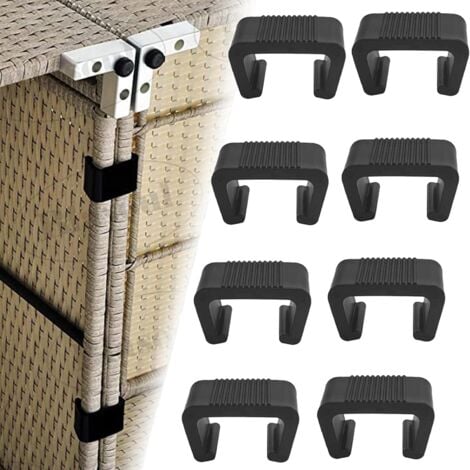Wicker Rattan Garden Furniture Clips Plastic Furniture Clips Rattan Sofa Clips Sofa Connector for Garden Furniture, Sofa, Patio, Furniture - 8 Pcs (Black)