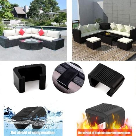 Wicker Rattan Garden Furniture Clips Plastic Furniture Clips Rattan Sofa Clips Sofa Connector for Garden Furniture, Sofa, Patio, Furniture - 8 Pcs (Black)