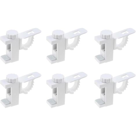 6 Pieces Curtain Rod Holders No Drilling, Adjustable Plastic Crossbar, Towel Storage Rack and Organizer Hook