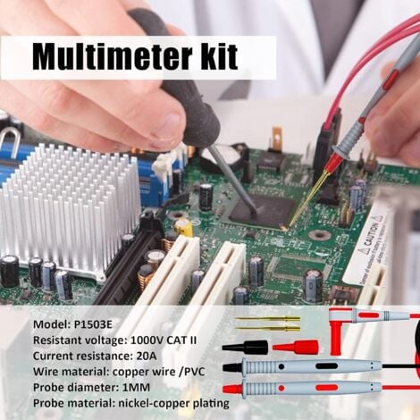 Multimeter Test Lead Kit, Professional Multimeter Test Lead Set Electrical Clip Test Probe Tool Set