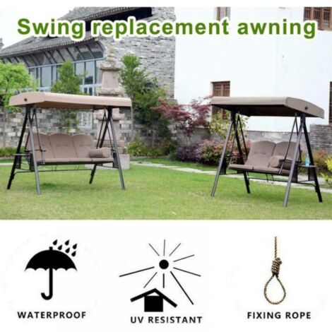 Replacement Canopy for Swing, 191x120x23cm Replacement Cover 3 Seater, Garden Swing Roof, Waterproof Canopy Cover for Swinging Gardens and Terraces(Size:,Color:Beige)