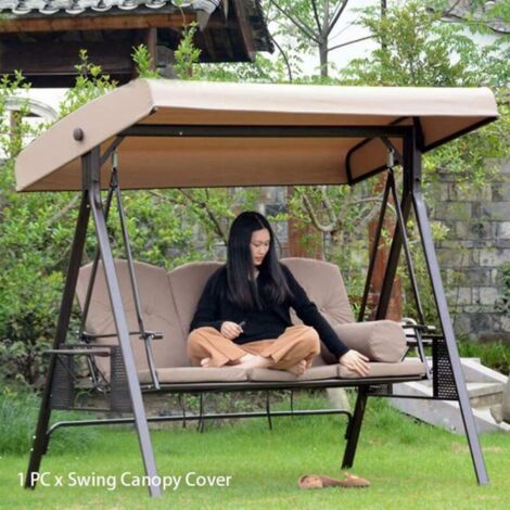 Replacement Canopy for Swing, 191x120x23cm Replacement Cover 3 Seater, Garden Swing Roof, Waterproof Canopy Cover for Swinging Gardens and Terraces(Size:,Color:Beige)