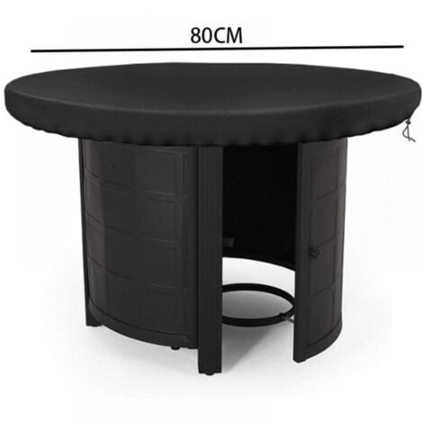 Round Fireplace Cover, Waterproof, Anti-UV 420D, for Hob and Cooking Plate, Black (Diameter 80 cm)