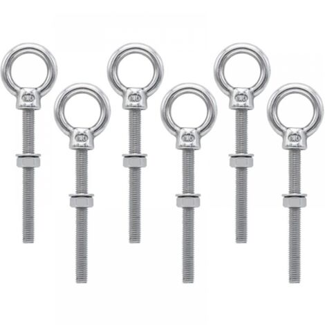 M6 Stainless Steel Metric Thread Ring Screws for Fixing and Hanging 6pcs