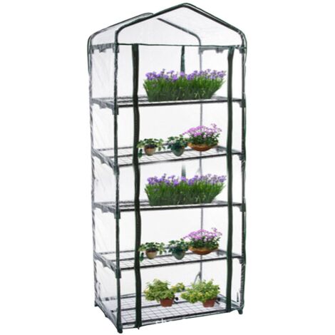 Small Walk-in Greenhouse with PVC Plastic Cover, Portable Outdoor Greenhouse, Used for Seedling and Flower Growth, 3 Layers, Excluding Stand (69 x 49 x 187 cm)