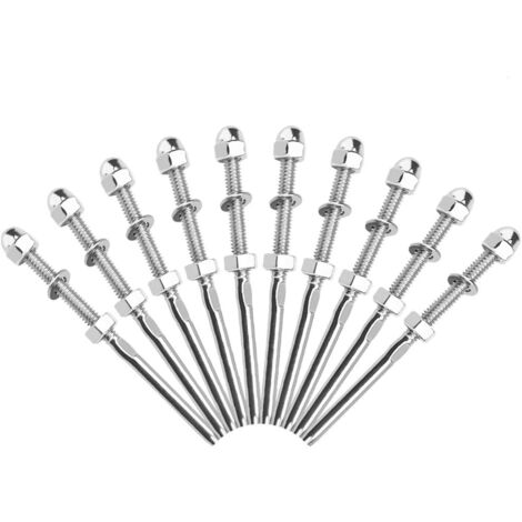 10pcs Threaded Cable Turnbuckles Stainless Steel Cable Separator Stainless Steel Wire Railing Tensioner with Nut Gasket for Railing Rigging Systems 1/8"