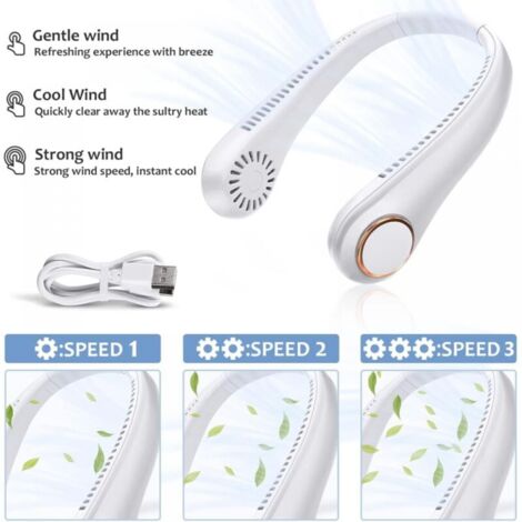 Leafless Neck Fan, USB Rechargeable Portable Neck Fan, 360° Adjustable Neck Fan