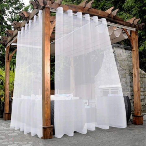 Outdoor Sheer Curtains for Patio, Waterproof - 2 Panels Grommet Top Curtains for Living Room, Bedroom, Porch, Pergola, Cabana, 52 x 108 Inch, White