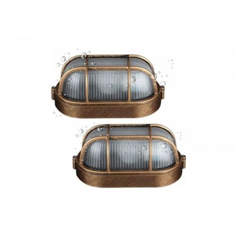 (2 pack)Outdoor Wall Light,Oval Die-cast Aluminum Sconce Lamp,Nautical Marine Wall Light Vintage Industrial,Boat Lamp,Patio Wall Decoration Hallway Lamps Lampshade