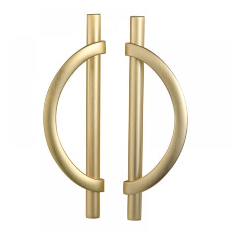 2 Pack Brushed Gold Drawer Pulls, Half Moon Shape Dresser Drawer Handles, Antique Cabinet Door Handles,11.4cm