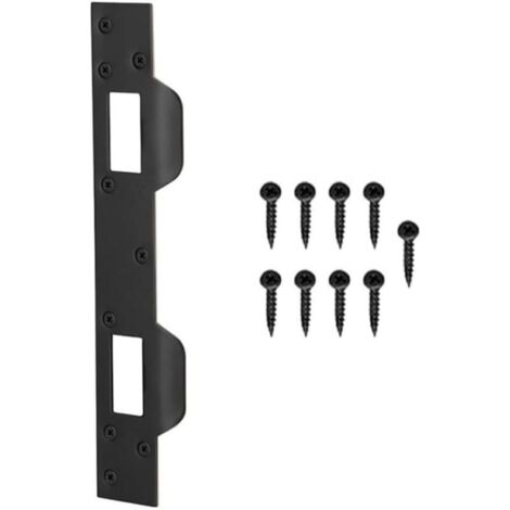 Door Lock Repair Plate, Heavy Duty Double Hole Metal Lock Plate for Door Security Reinforcement (Black)