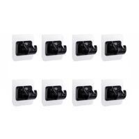 8 Pack Black Curtain Rod Brackets, No Drilling Rod, Clear Self Adhesive Curtain Rod Holders