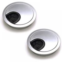 2 round recessed cable ducts, desk cable management - 60mm opening