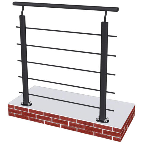 Garde-corps en aluminium noir mat 1m – Fixation verticale intérieure/extérieure – 5 barreaux résistants pour balcons et terrasses