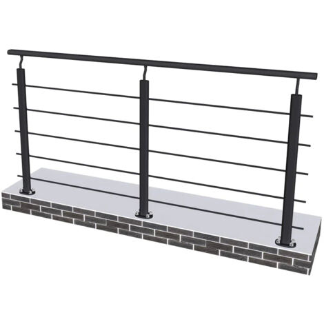 Garde-corps de protection pour escalier 2m – Aluminium noir mat – Fixation verticale intérieure/extérieure – Sécurise espaces résidentiels/commerciaux