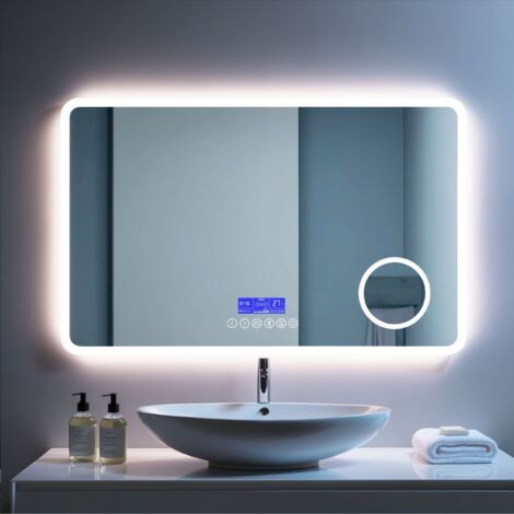SANILAND Miroir Intelligent de Salle de Bain avec Éclairage LED et Haut-Parleurs Bluetooth, Dimensions 100x60