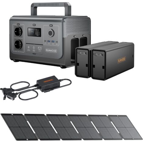 Kit Atelier Mobile RUNHOOD - 1200 W + 648 Wh + 100 W Solaire - Energie Nomade pour Chantier et Reparation