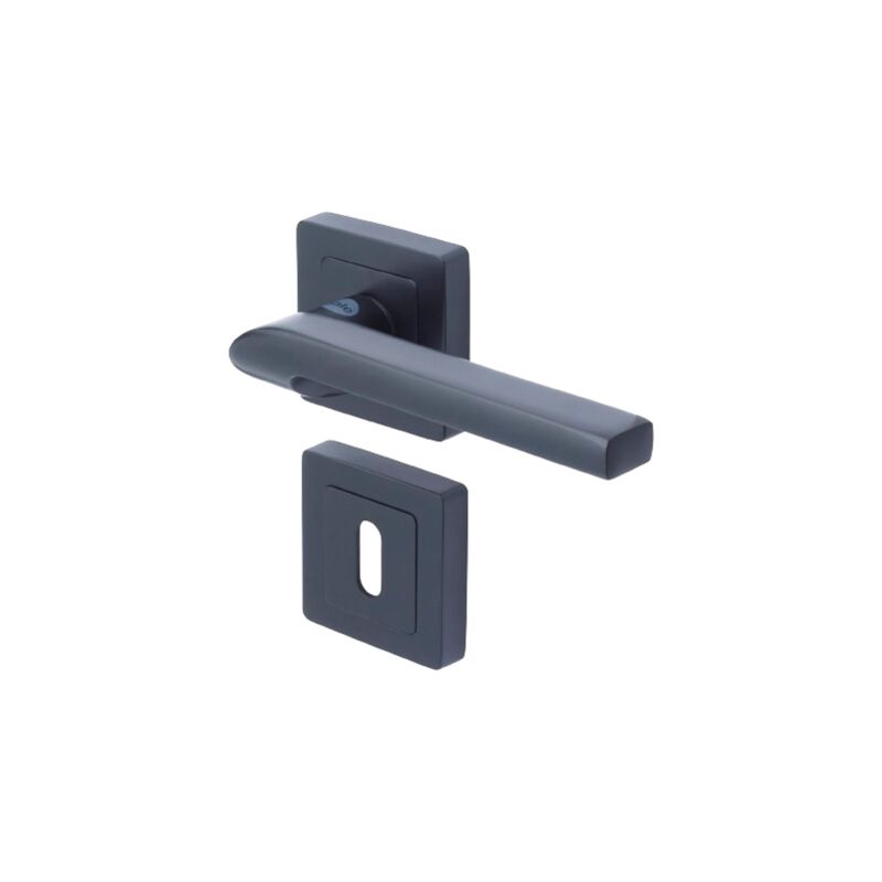 Paire de poignées porte Sienna Noir Mat Yale - Rosaces fonction trou de serrure - carré 7mm