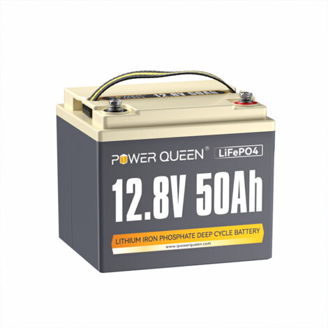 Batterie Lithium 12V50Ah 640Wh Rechargeable LiFePO4 Batterie Power Queen, 50A BMS, 400015000 Cycles pour caravane, camping car, bateau, solaire, Hors réseau, stockage de l'énergie domestique, sondeur