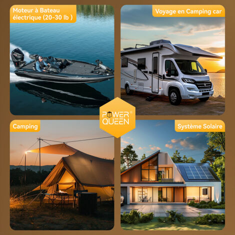 Batterie Lithium 12V50Ah 640Wh Rechargeable LiFePO4 Batterie Power Queen, 50A BMS, 400015000 Cycles pour caravane, camping car, bateau, solaire, Hors réseau, stockage de l'énergie domestique, sondeur
