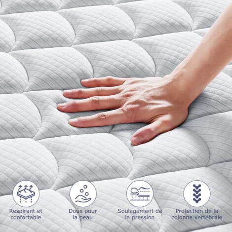 Matelas 160x200 cm INRE - 25 cm, Réversible, Mémoire de Forme, 7 Zones Ergonomiques, Soutien Ferme, Tissu Respirant et Durable