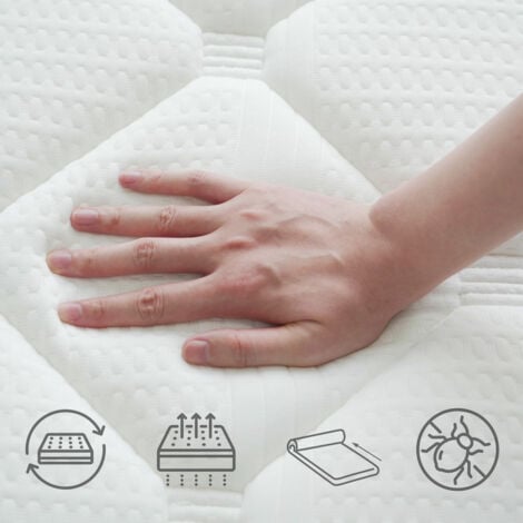 Matelas 140x200 cm INRE Double Face Épaisseur 30cm  Respirant Anti-Bactérien Anti-Acariens Confortable