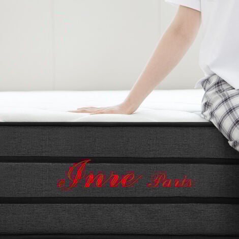 Matelas 140x200 cm INRE Très épais 25 cm Mousse mémoire de forme, Réversible Soutien Parfait, Hypoallergénique