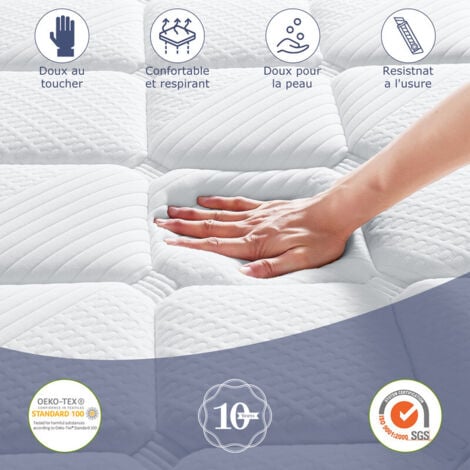 Matelas 160x200 cm INRE, Très Épais 30 cm, Mousse à Mémoire de Forme, 7 Zones Ergonomiques, Respirant, Anti-Bactérien, Anti-Acariens, Réversible à Deux Faces, Confort Optimal