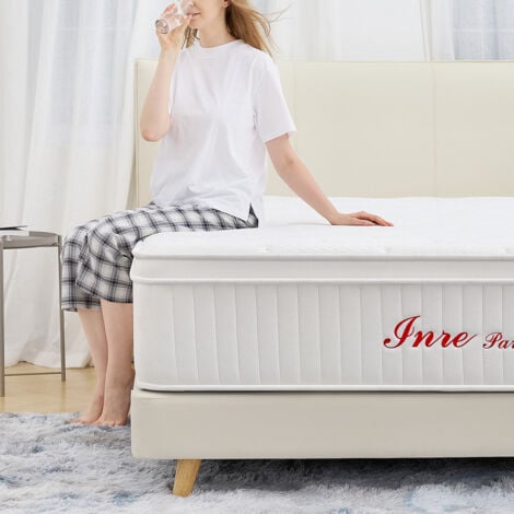 Matelas 180x200 cm INRE Très épais 30 cm Mousse mémoire de forme, Réversible Soutien Parfait, Hypoallergénique