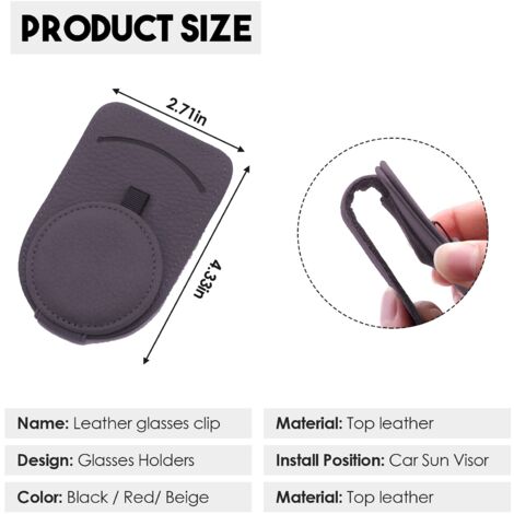 Porta Occhiali 2 Pezzi Da Auto, Clip Per Occhiali Da Sole Per Auto Clip Occhiali Pelle Pu Auto