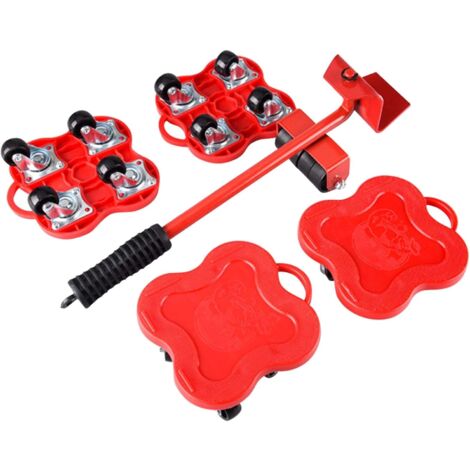 Set Rulli per Trasporto Mobili con 4 Rulli, 1 Sollevatore di
