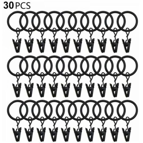 30 Anelli Per Tende Con Clip BetterJonny - Diametro 38 Mm, In Metallo Resistente, Ganci Rimovibili, Adatti Per Tenda Doccia E Finestre, Colore Nero - 5