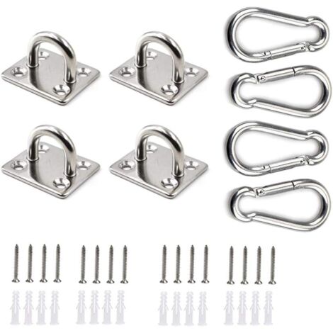 Pack De 11 Placas De Ojo De Acero Inoxidable M5 Con Tornillos Y Tacos | Para Colgar Columpios, Sacos De Boxeo, Toldos