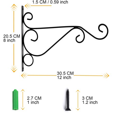 NSBELL Pflanzenhaken Aus Stahl – 2 Stück, Schwarz, Max. 2,7 Kg, Für Blumenampeln, Laternen & Deko Innen/außen