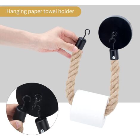 Hemoton Toilettenpapierhalter Aus Seil – 2 Stück, Mit Metallhaken, Wandmontage Für Bad & WC, Rustikales Design