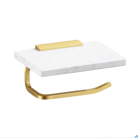 Marmor Toilettenpapierhalter – Freistehend, Mit Aufbewahrung, Gebürstetes Gold