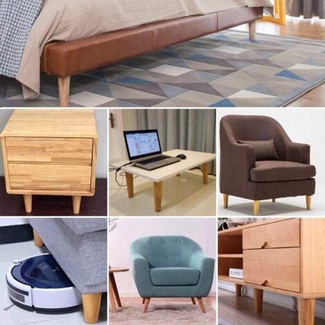 Oak Tapered Furniture Legs - Set of 4 Solid Wood Sofa Bed Cabinet Legs (20cm, Slanted)