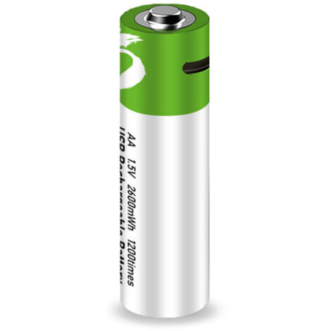 Type-Port Rechargeable Lithium AA Battery 1.5V 2600mWh - High Capacity, Fast Charging, Environmentally Friendly - Ideal for Electric Doorbell - 2 Battery Kit
