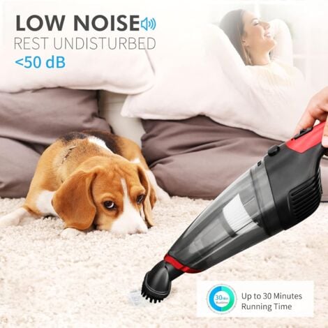 USB Rechargeable Cordless Handheld Vacuum Cleaner - Powerful and Portable, for Pet Hair, Home and Car (Black+Red)