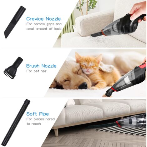 USB Rechargeable Cordless Handheld Vacuum Cleaner - Powerful and Portable, for Pet Hair, Home and Car (Black+Red)