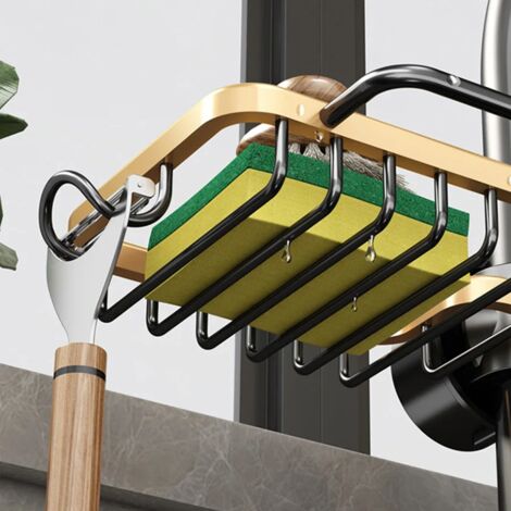 Aluminum sink drainer holder - Sponge storage, faucet holder, soap dish, basket shelf