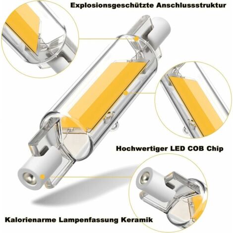 R7s 20W 118mm Dimmable LED Bulbs - Warm White 3000K - COB Double Ended 2000LM - 360° Beam Angle Lighting - AC 220-240V (Pack of 2)