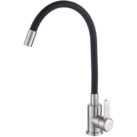 360° Black Swivel Kitchen Faucet for Single and Double Sinks Chrome Swivel Kitchen Faucet Brass Core High Pressure Sink Mixer Tap