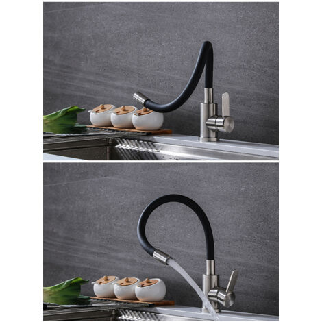 360° Black Swivel Kitchen Faucet for Single and Double Sinks Chrome Swivel Kitchen Faucet Brass Core High Pressure Sink Mixer Tap