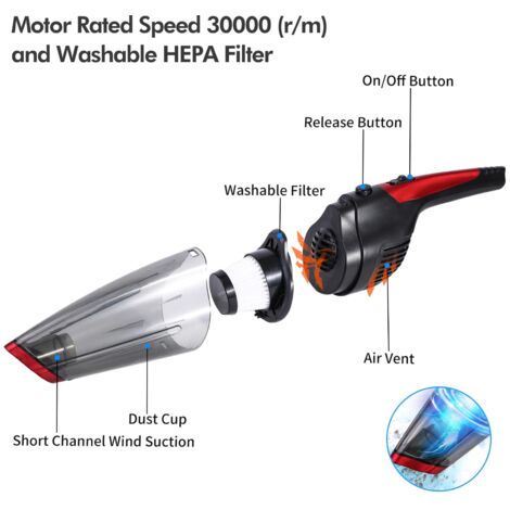 Rechargeable Cordless Handheld Vacuum Cleaner - Powerful, Portable for Pet Hair, Home & Car (Wet & Dry)