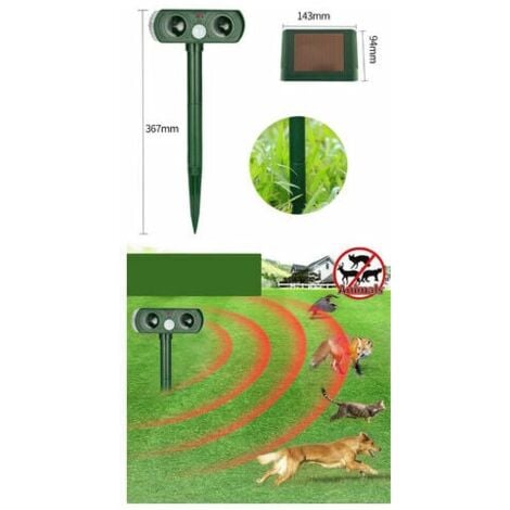Outdoor Solar Cat and Dog Repellents - Ultrasonic, Sound and Light Alarms - Waterproof
